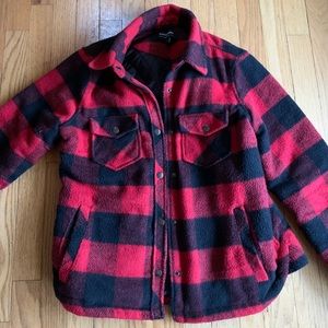 Black and red plaid flannel heavy shirt/jacket.